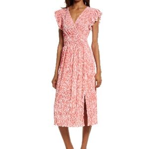 Worn once! Chelsea28 Coral Peach Midi Flutter Sleeve Dress size medium